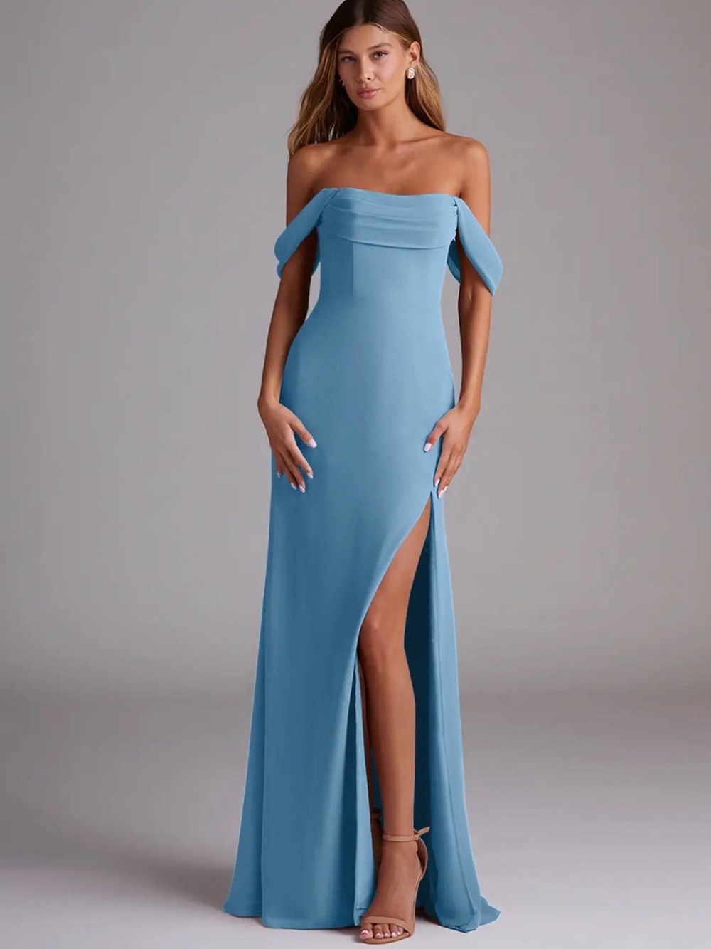 Azazie Saige Bridesmaid dress - Steel blue